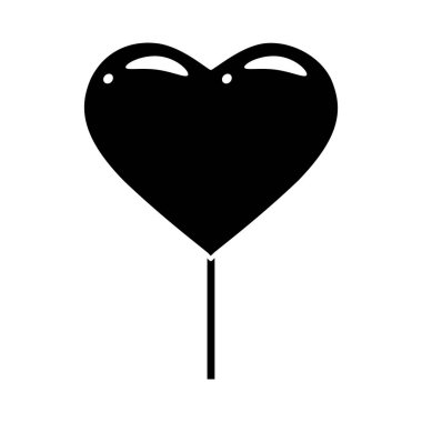Candy swirl lollipop heart icon silhouette black flat style isolated vector illustration