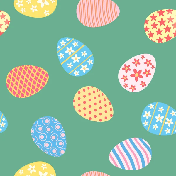 Happy Easter Naadloze Patroon Eieren Feestelijke Achtergrond Behang Cadeaudoek Inpakpapier — Stockvector