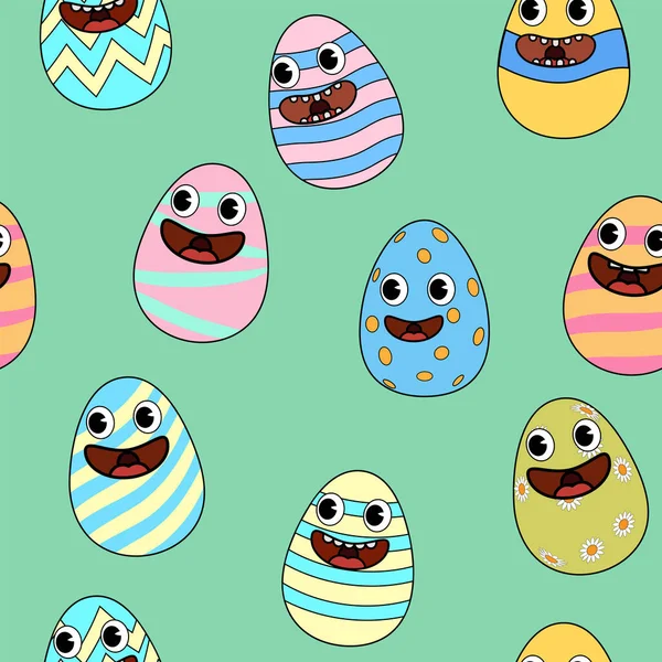 Бесшовный Узор Счастливая Пасха Пахнущие Яйца Праздничный Фон Обои Подарочная — стоковый вектор