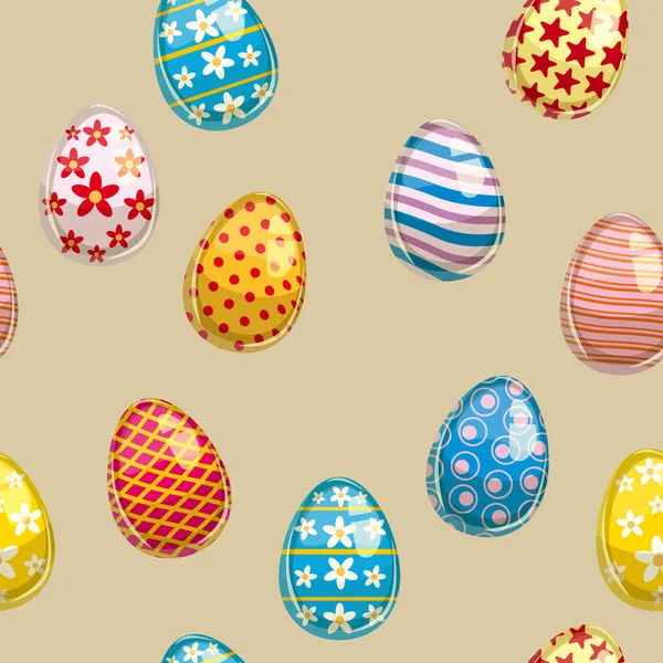 Happy Easter Seamless Pattern Eggs Festive Background Wallpaper Gift Fabric — Stock Vector