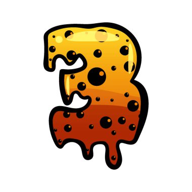 Cadılar Bayramı yazı tipi 3 Latin alfabesi. Turuncu renkli fokurdayan ürkütücü, canavar ve korku. Tatil partisi için betik, vektör karikatür biçimi illüstrasyonu