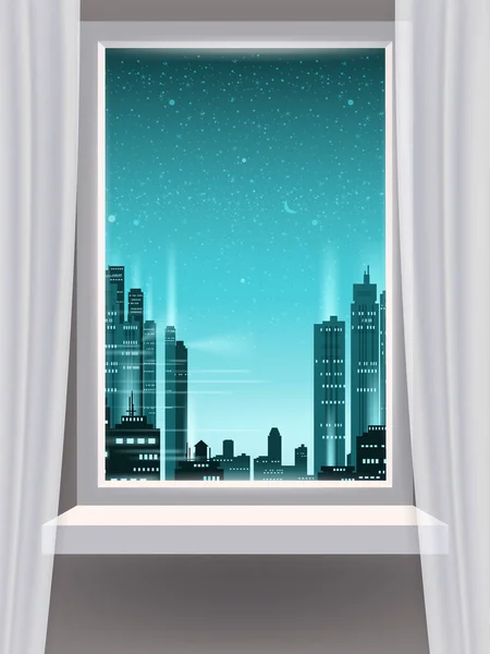 Vektorillustration Eines Fensters Cartoon Flache Zeichnung Fenster Ansicht Einer Grünen — Stockvektor