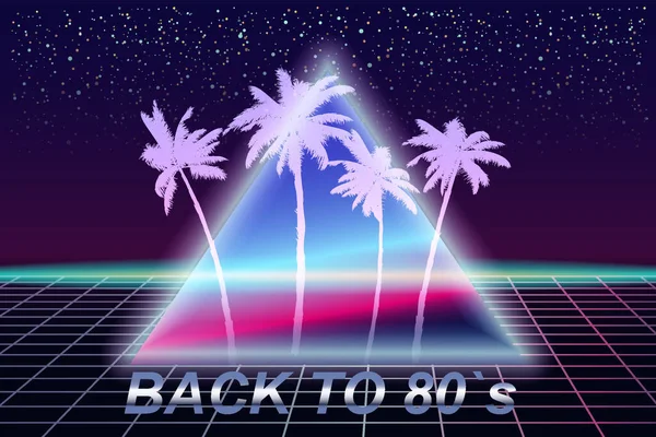 Terug Naar 80S Retro Banner Vaporwave Esthetische Achtergrond Synthwave Palmen — Stockvector