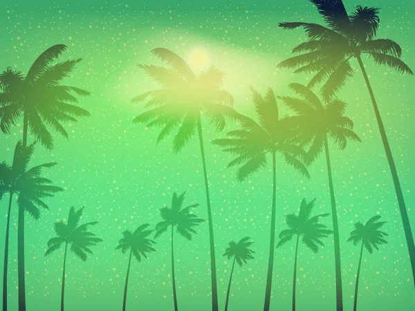 Palmy Výhledem Oceán Pobřeží Horizont Tropický Ráj Přírody Exotický Ostrov — Stockový vektor