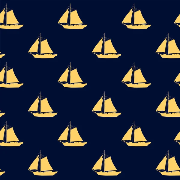 Segelboot Nahtlose Muster Vektorillustration Silhouette Flach Für Stoff Textil Tapete — Stockvektor