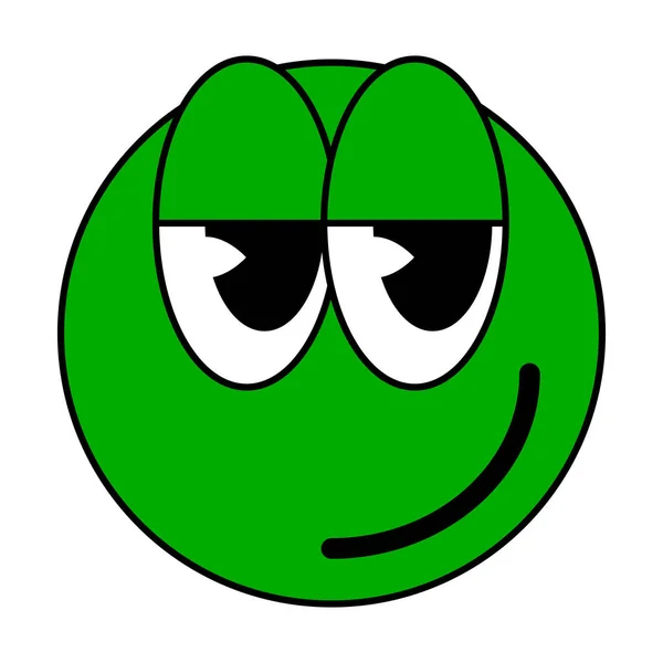 Kreskówka Groovy Śmieszne Zielone Kreskówki Uśmiech Charakter Vintage Funky Komiks — Wektor stockowy