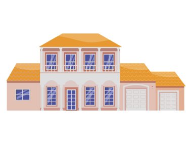 Geleneksel villa binası, gayrimenkul. Konak ev, daire, mimari konsept, vektör illüstrasyon düz çizgi film biçimi
