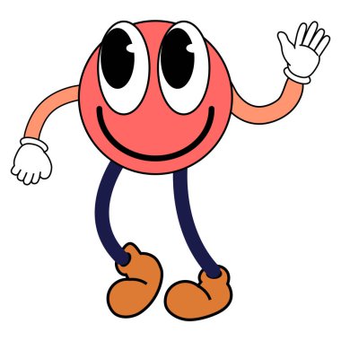 Harika çizgi film komik çizgi film karakteri, klasik. Komik parlak ifade kırmızı etiket, modaya uygun retro vektör illüstrasyonu