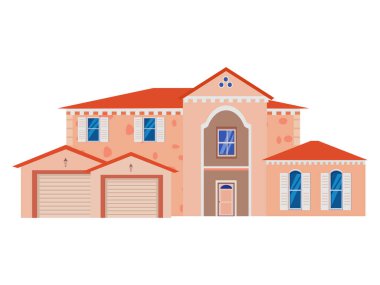 Geleneksel villa binası, gayrimenkul. Konak ev, daire, mimari konsept, vektör illüstrasyon düz çizgi film biçimi