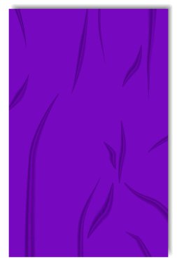 Kırışıklık efektli şablon yapıştırıcı kağıt gerçekçi. Violet Mockup poster yapıştırıcı folyo, buruşuk ve kırışık desenli. Vektör illüstrasyonu