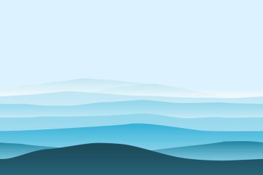 Dalga desenli asgari soyut manzara. Çöl dağı tasarım çizim vektörü