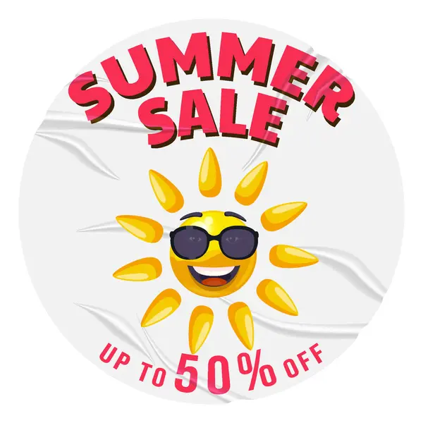 Summer Sale Papel Colado Sun Desenhos Animados Óculos Sol Com Vetores De Stock Royalty-Free