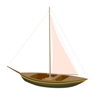 Yelkenli retro gemi, balıkçılık, seyahat gemisi. Vektör illüstrasyon klasik su taşımacılığı