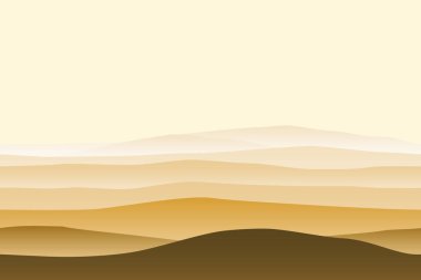Dalga desenli asgari soyut manzara. Çöl dağı tasarım çizim vektörü