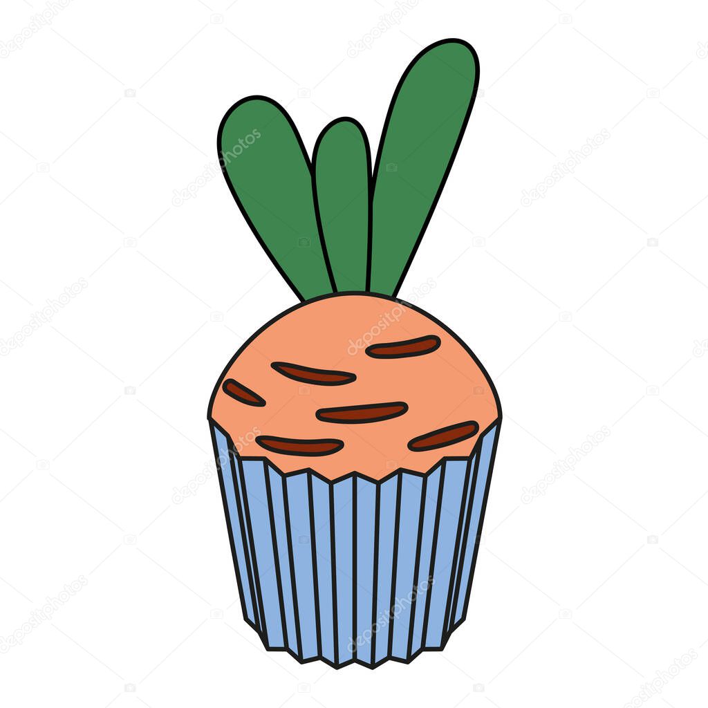 Easter muffin color icon. Cartoon sweet egg bakery food pictogram. Vector illustration