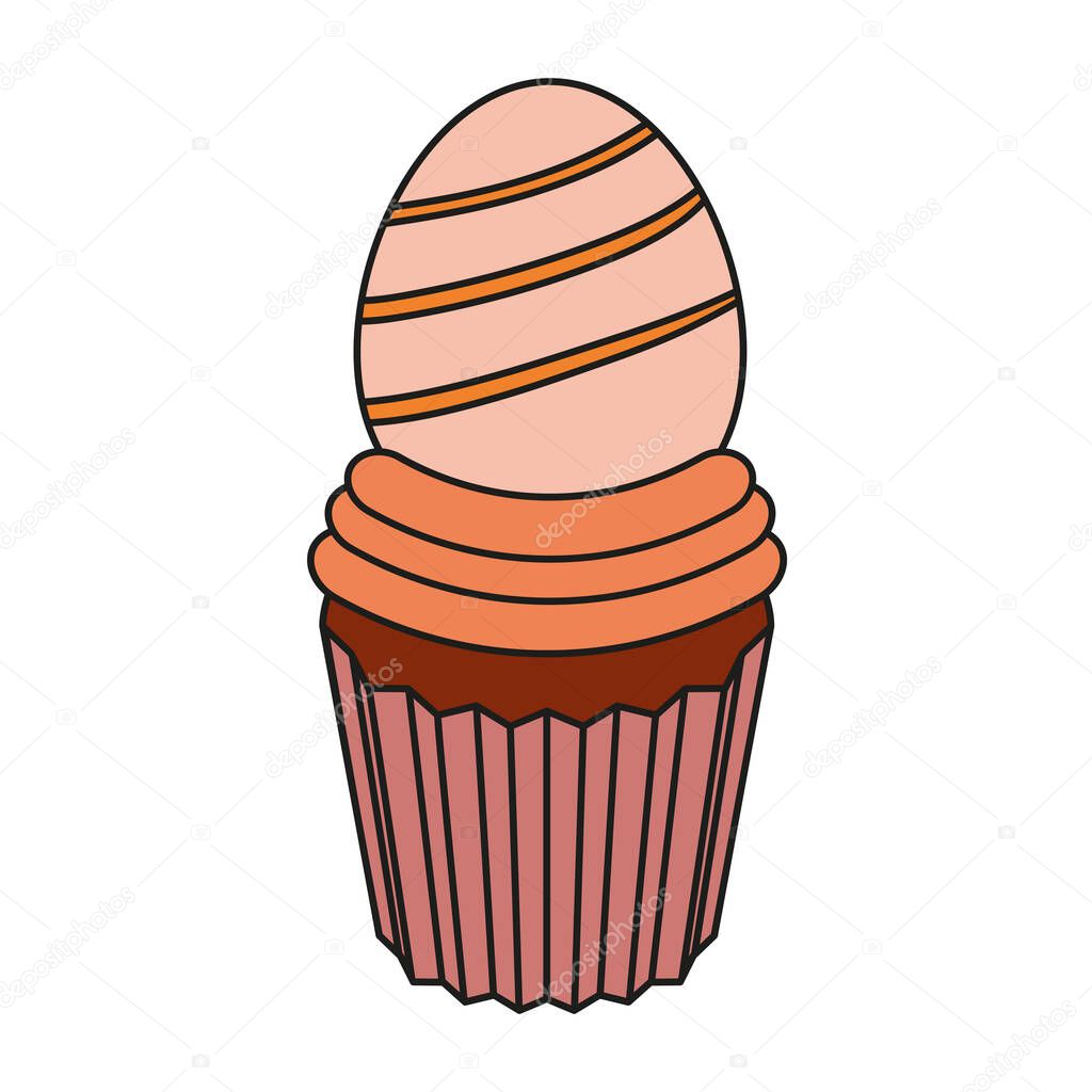Easter muffin color icon. Cartoon sweet egg bakery food pictogram. Vector illustration
