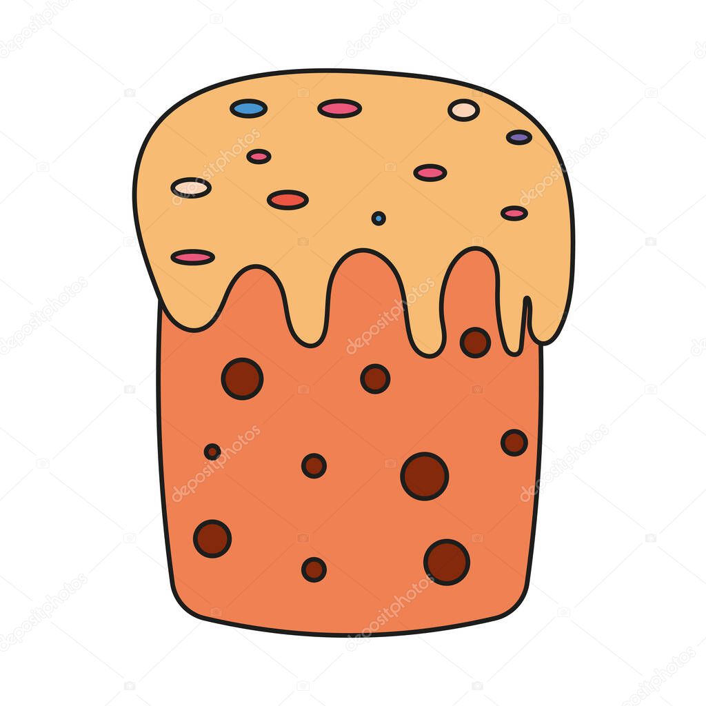 Easter cake color icon. Cartoon sweet bakery food pictogram. Vector illustration