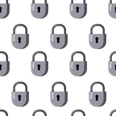 Kusursuz desenli metal kilit, asma kilit. Vektör izole çizgi film stili çizim arkaplanı