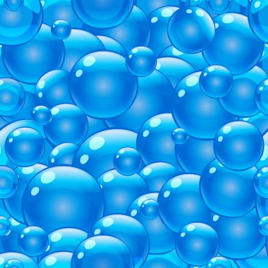Hava sabunu köpüğü mavi baloncuk pürüzsüz desen. Arkaplan, vektör çizimi izole edildi