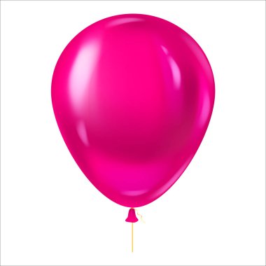 Renkli pembe balon gerçekçi. Vektör karikatür çizimi izole edildi