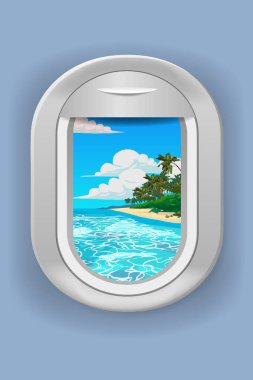 Şablon uçak penceresi penceresi penceresi penceresi. Vektör illüstrasyon poster arka planı