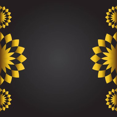 Abstract black background with golden floral ornament. Vector illustration for your design.