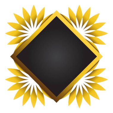 Çiçek süslemeli altın ve siyah kare çerçeve. Tasarım elementi