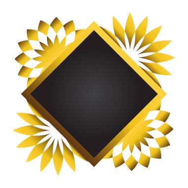 Çiçek süslemeli altın ve siyah kare çerçeve. Tasarım elementi