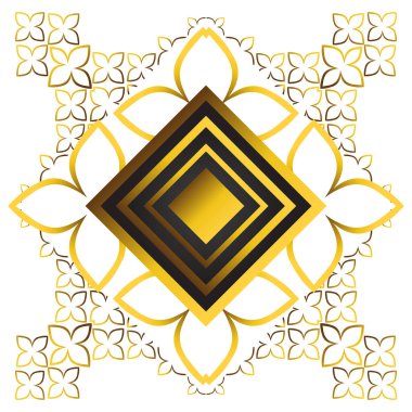 Çiçek süslemeli altın ve siyah kare çerçeve. Tasarım elementi