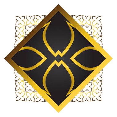 Çiçek süslemeli altın ve siyah kare çerçeve. Tasarım elementi