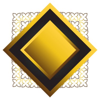 Çiçek süslemeli altın ve siyah kare çerçeve. Tasarım elementi