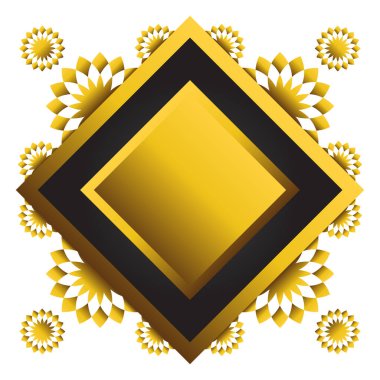 Çiçek süslemeli altın ve siyah kare çerçeve. Tasarım elementi