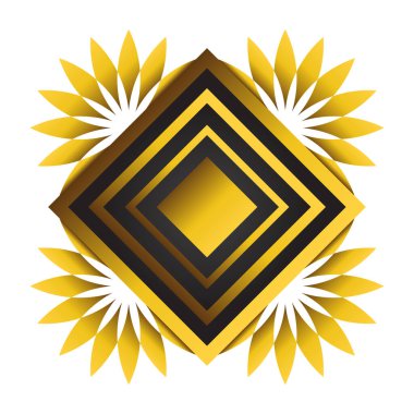 Çiçek süslemeli altın ve siyah kare çerçeve. Tasarım elementi