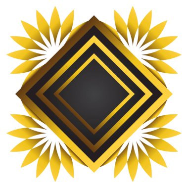 Çiçek süslemeli altın ve siyah kare çerçeve. Tasarım elementi