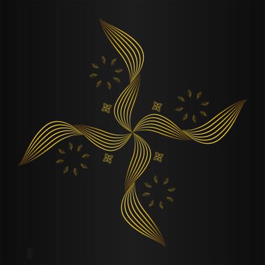 siyah zemin üzerine altın çiçek süsleme