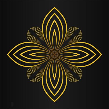 Siyah arka planda lüks altın çiçekli süs