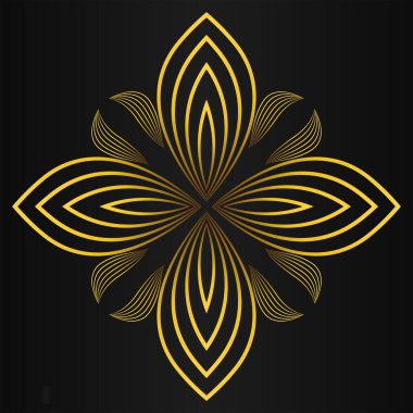 Siyah arka planda lüks altın çiçekli süs