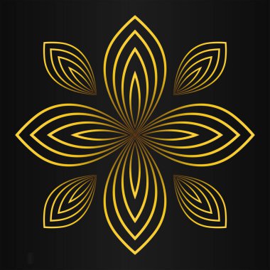 Siyah arka planda lüks altın çiçekli süs