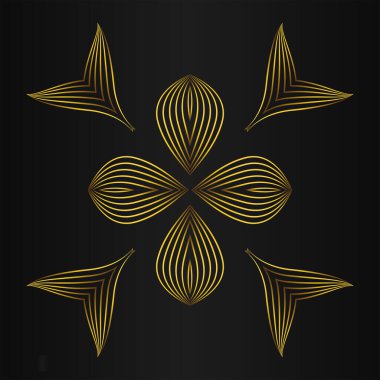 Siyah arka planda lüks altın çiçekli süs