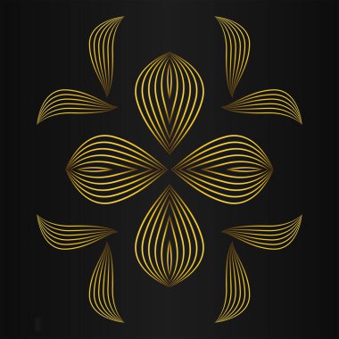 Siyah arka planda lüks altın çiçekli süs