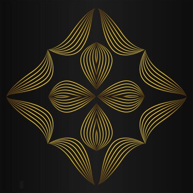 Siyah arka planda lüks altın çiçekli süs