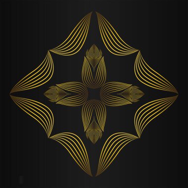 Siyah arka planda lüks altın çiçekli süs