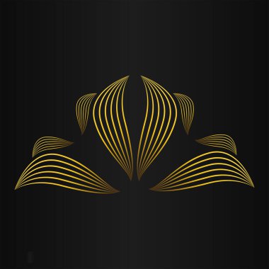 Siyah arka planda lüks altın çiçekli süs