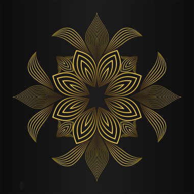 Siyah arka planda lüks altın çiçekli süs