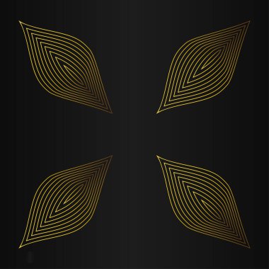 Siyah arka planda lüks altın çiçekli süs