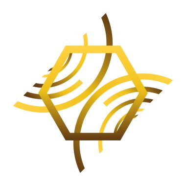 Beyaz arkaplanda izole edilmiş altın geometrik süs