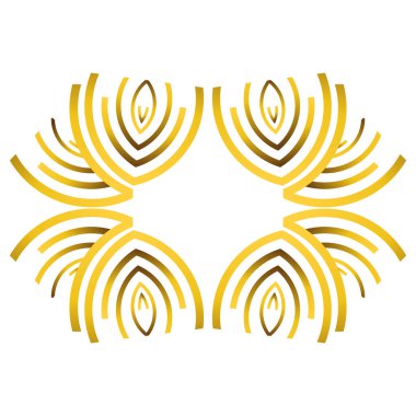 Beyaz arkaplanda izole edilmiş altın çiçek süsü