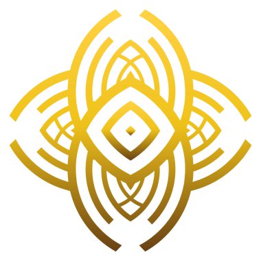 Beyaz arkaplanda izole edilmiş altın çiçek süsü