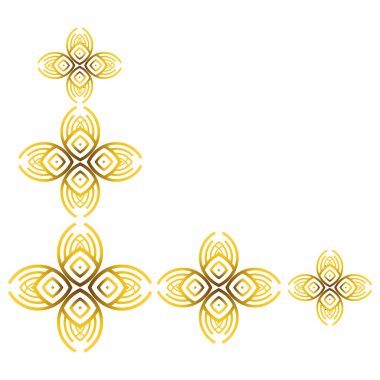 Beyaz arkaplanda izole edilmiş altın çiçek süsü