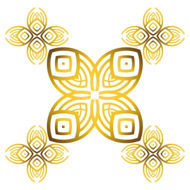 Beyaz arkaplanda izole edilmiş altın çiçek süsü